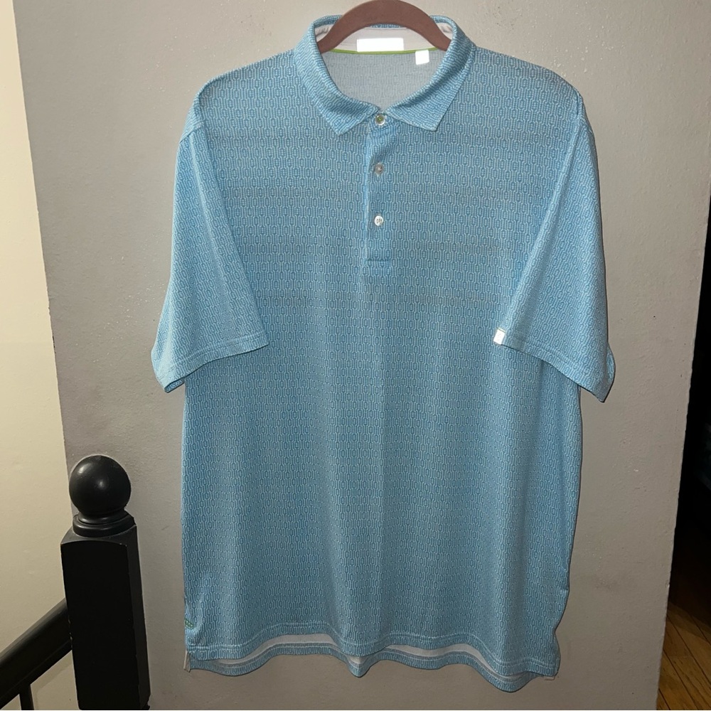Tasc Mens Blue Geometric Cloud Polo Shirt Size XL